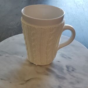 Cozy White Knit Ceramic Mug